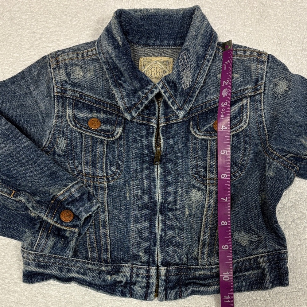 Ralph Lauren Kids vintage Blue Jean zip distressed Denim Jacket 18m - Picture 4 of 8